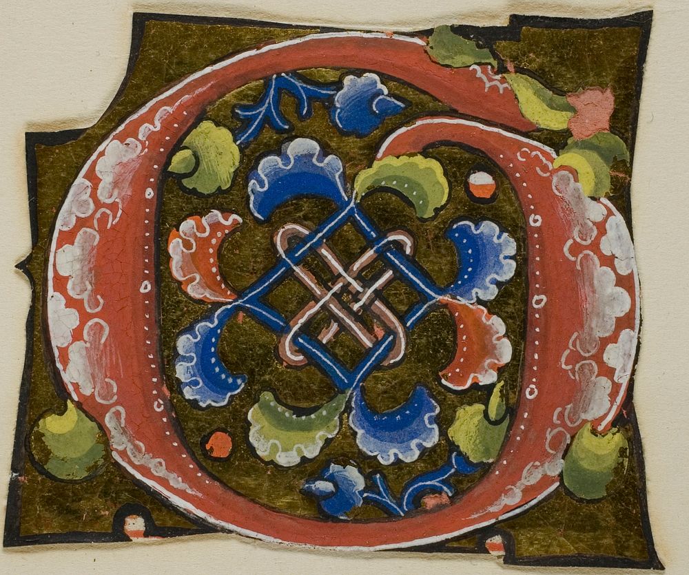 Decorated Initial "G" in Red with Conventional Flower from a Manuscript
