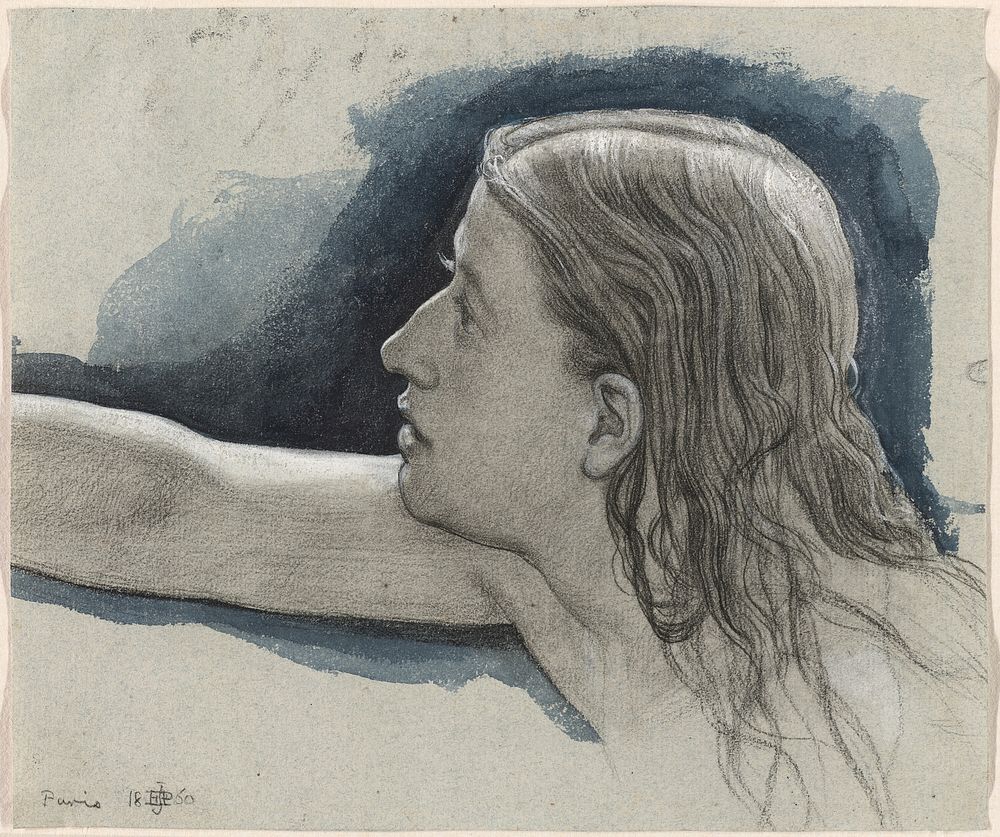 Study of a Young Man's Head with Right Arm Outstretched by Sir John Edward Poynter