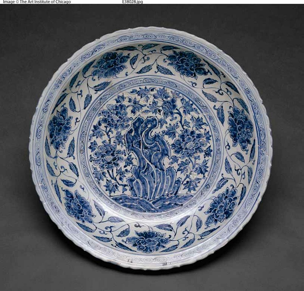 Large Foliate Dish with Garden Rock and Plants