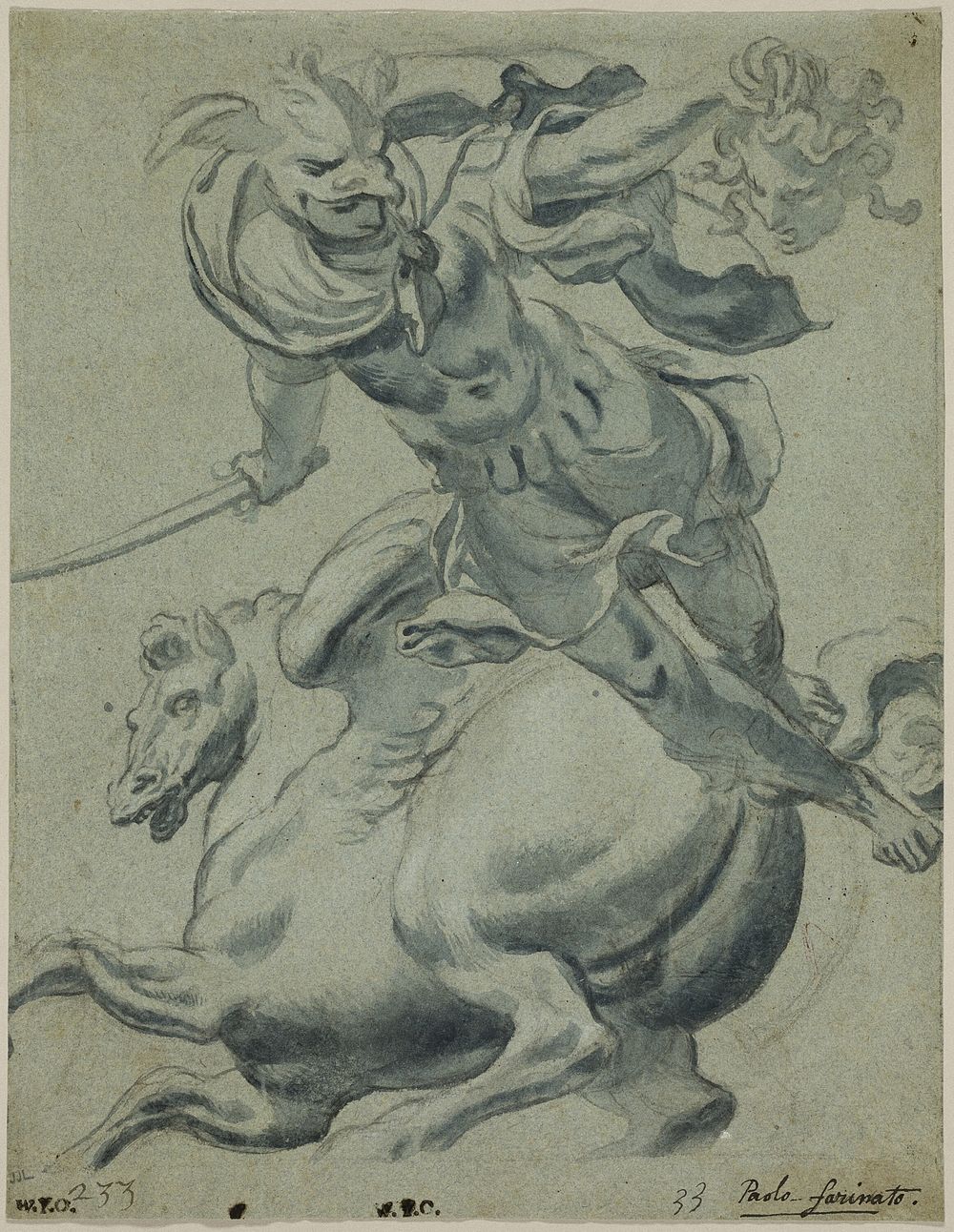 Perseus Holding the Head of Medusa, with Pegasus in the Background by Paolo Farinato