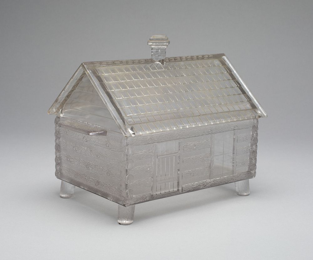 "Log Cabin" pattern covered dish by Central Glass Company (Manufacturer)