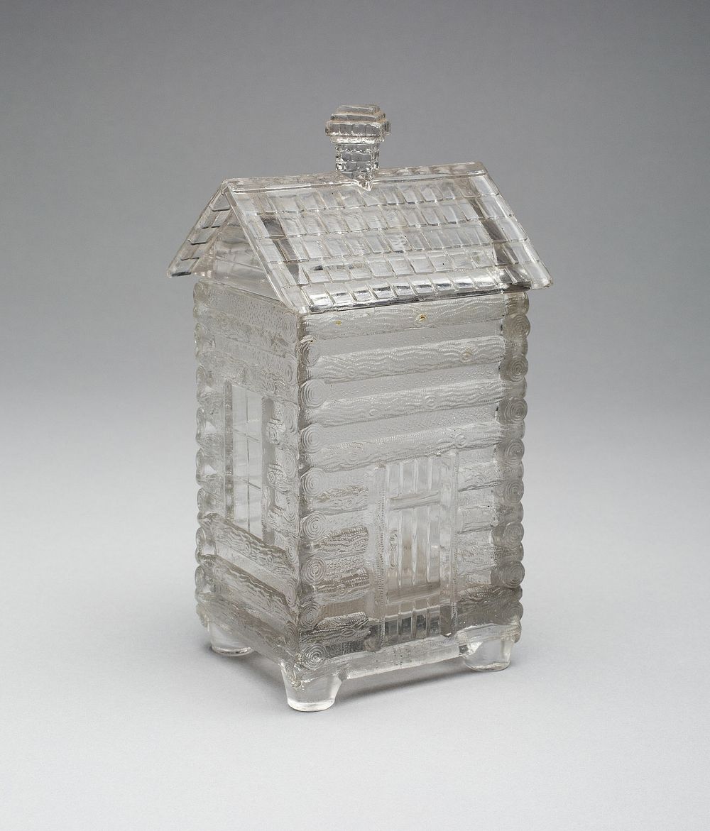 "Log Cabin" pattern marmalade covered jar by Central Glass Company (Manufacturer)