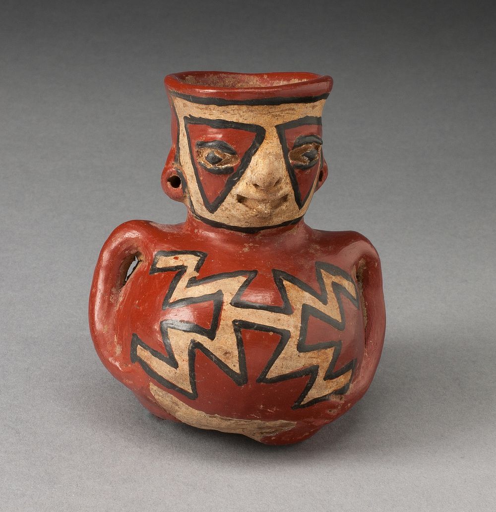 Vessel in the Form of a Figure with Geometric Face and Body Paint by Chupícuaro