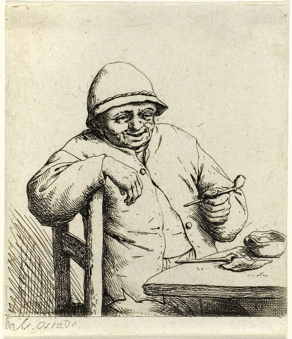 Smoker Leaning on the Back of a Chair by Adriaen van Ostade