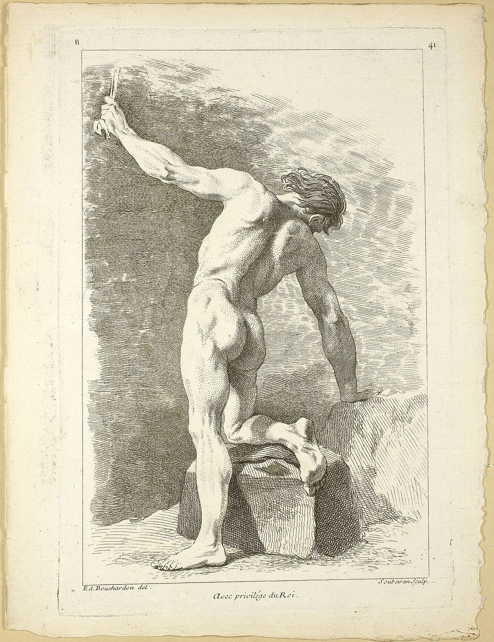 Figure, from Seconde livre de figures d’Academies gravées en Partie par les Professeurs de l’ Académie Royale by Pierre…