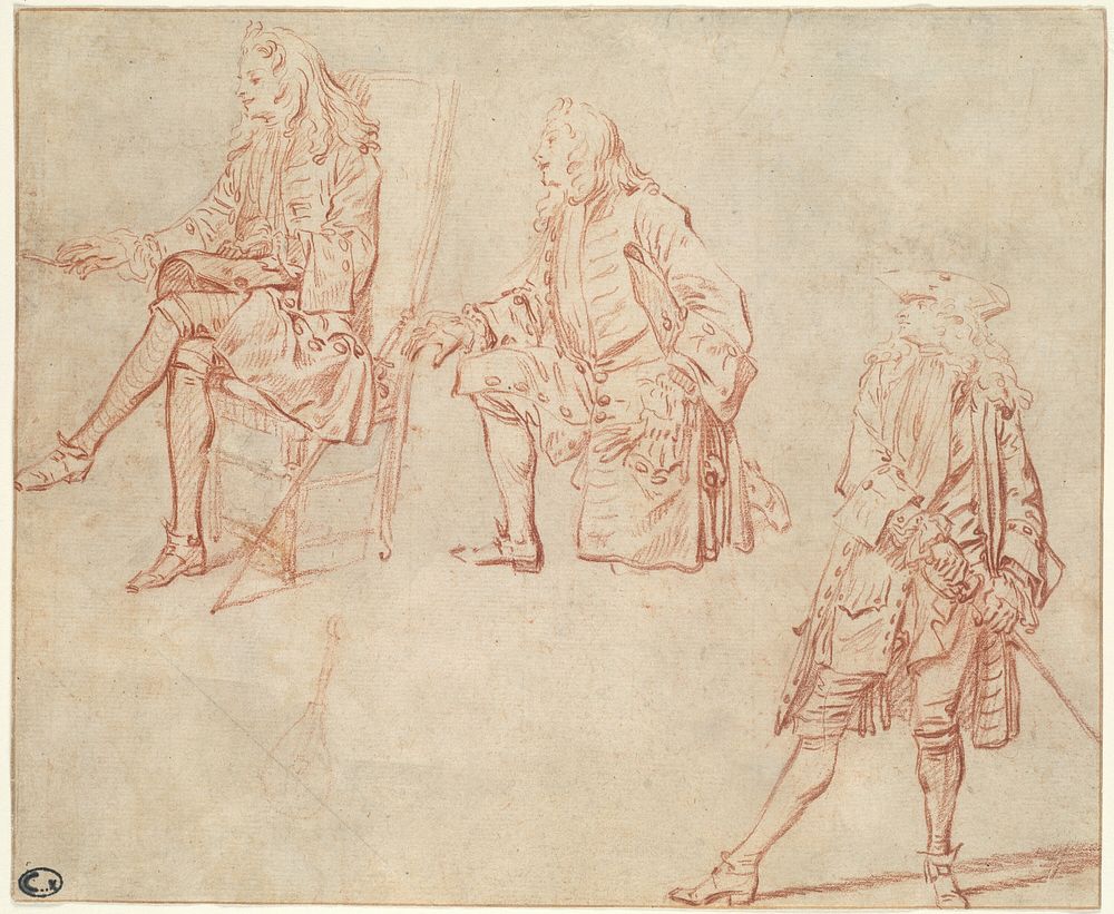 Three Studies of a Gentleman by Jean Antoine Watteau
