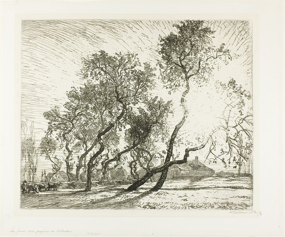 Farm with Dutch Poplars by Louis Auguste Lepère