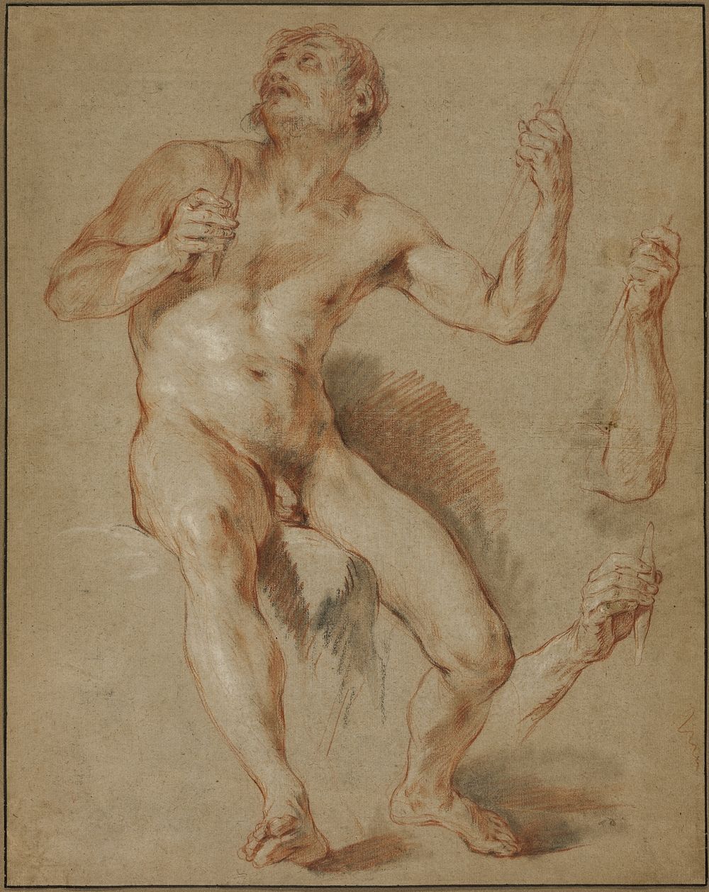 Hercules Seated, study for Hercules and Omphale by François Le Moyne