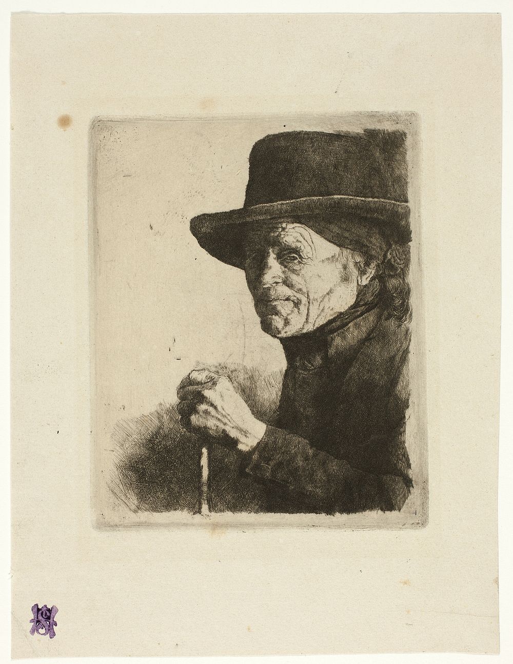 Old Man with a Walking Stick by Wilhelm Leibl