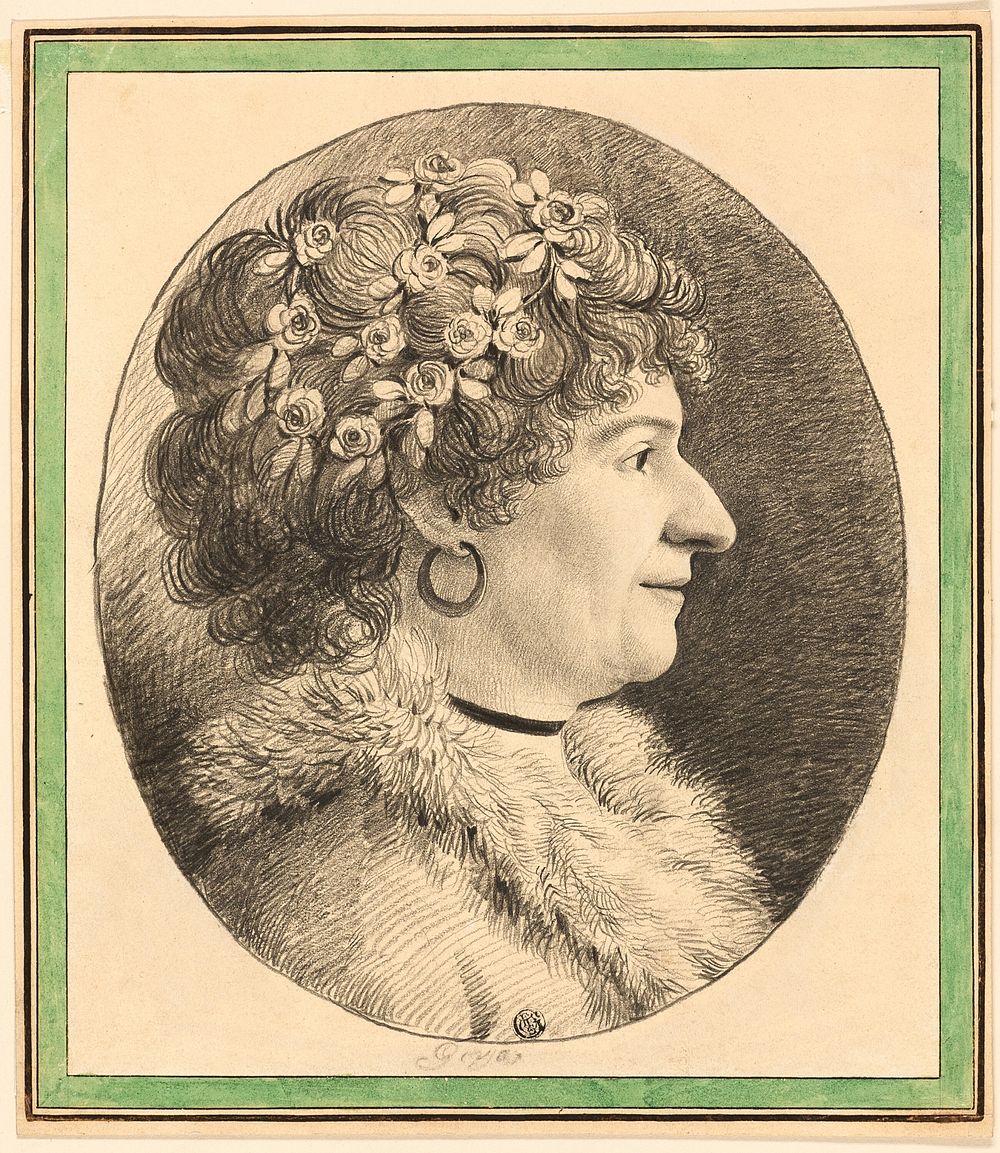 Profile Bust of a Woman with Flowers in Her Hair by Anonymous