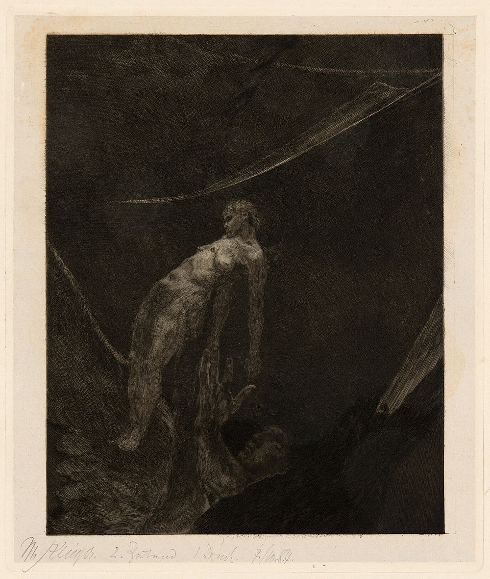 Back into Nothingness, plate fifteen from A Life by Max Klinger