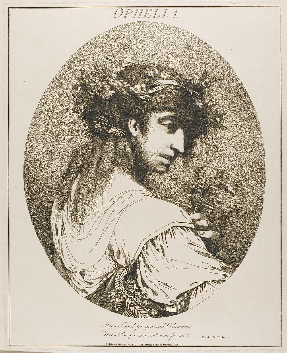 Ophelia, from Twelve Characters from Shakespeare by John Hamilton Mortimer