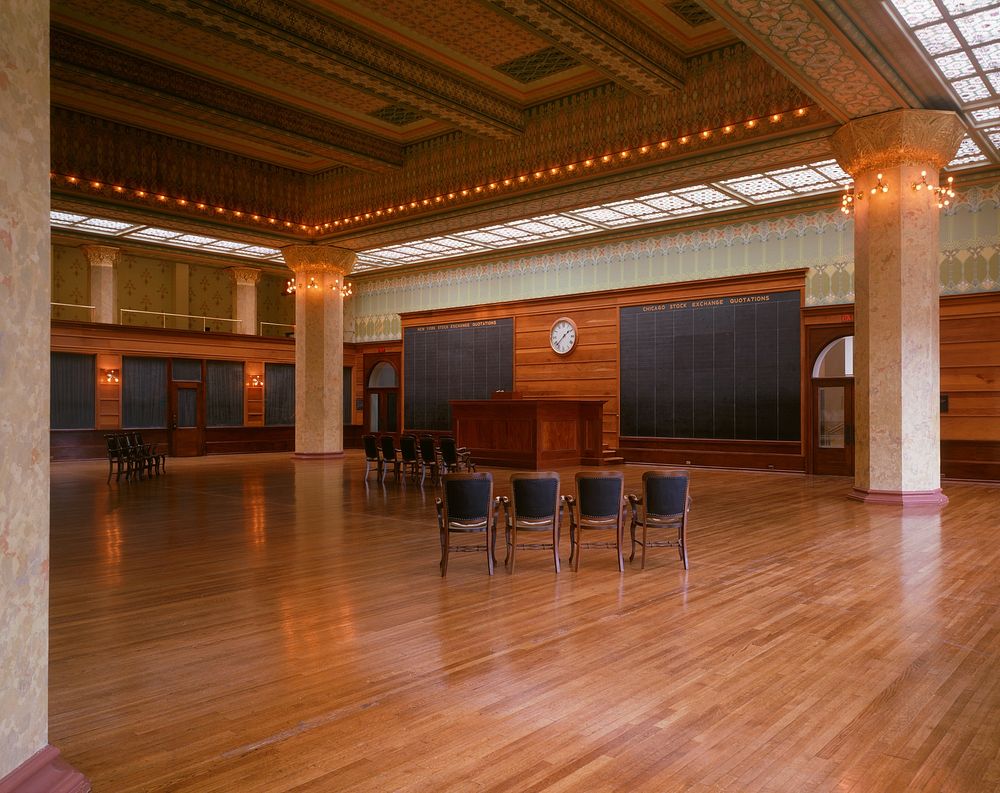 Chicago Stock Exchange Trading Room: Reconstruction at the Art Institute of Chicago by Adler & Sullivan, Architects…