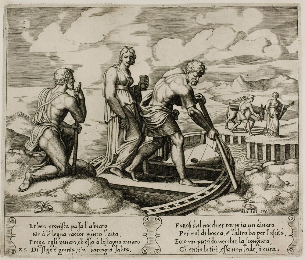 Psyche Embarks in Charon's Boat by Master of the Die