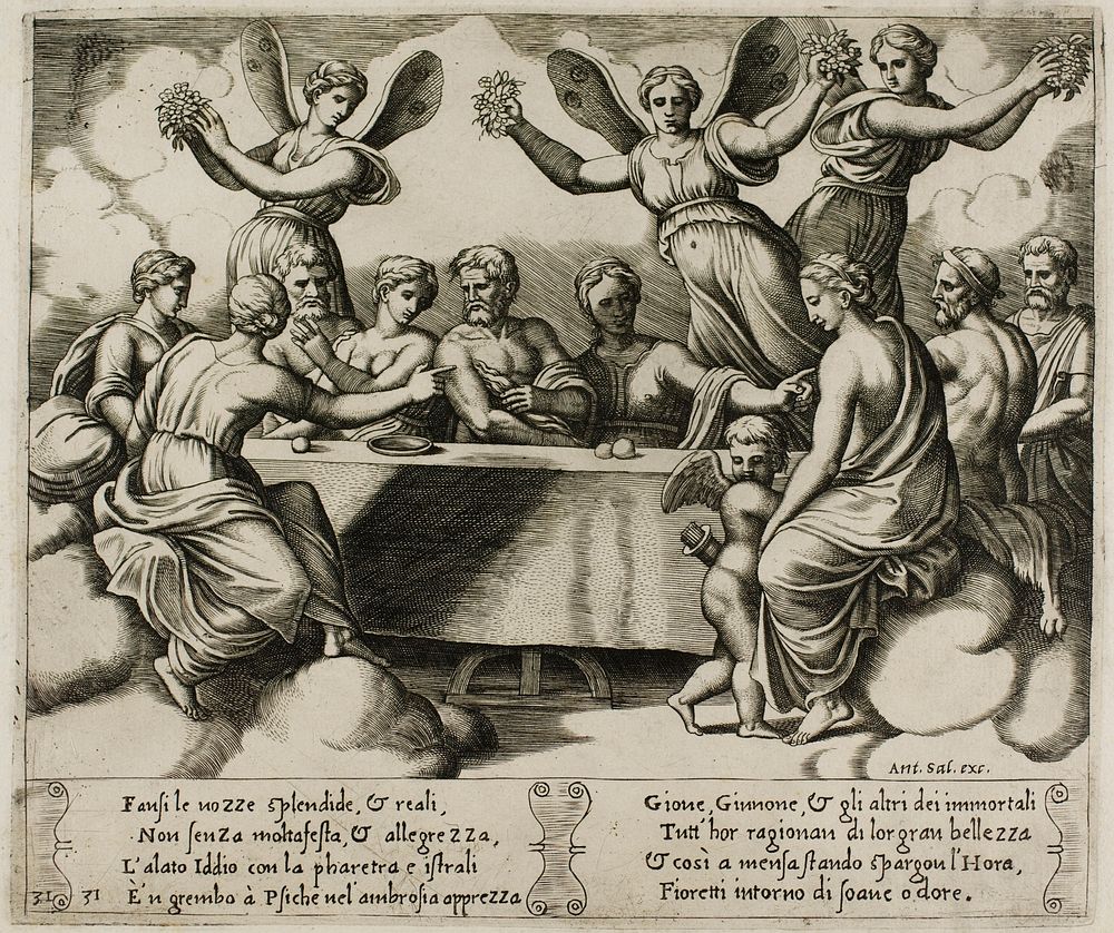 The Gods Celebrating the Wedding of Psyche and Cupid by Master of the Die