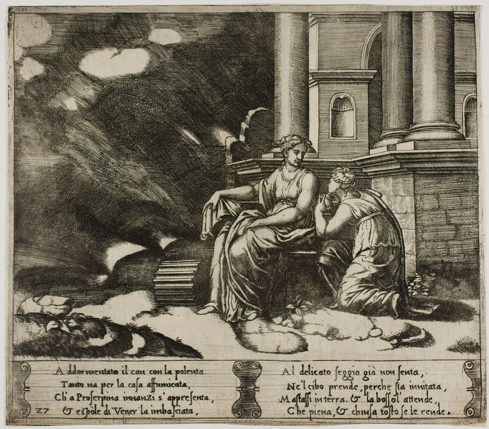Proserpina Gives Psyche the Box of Beauty by Master of the Die