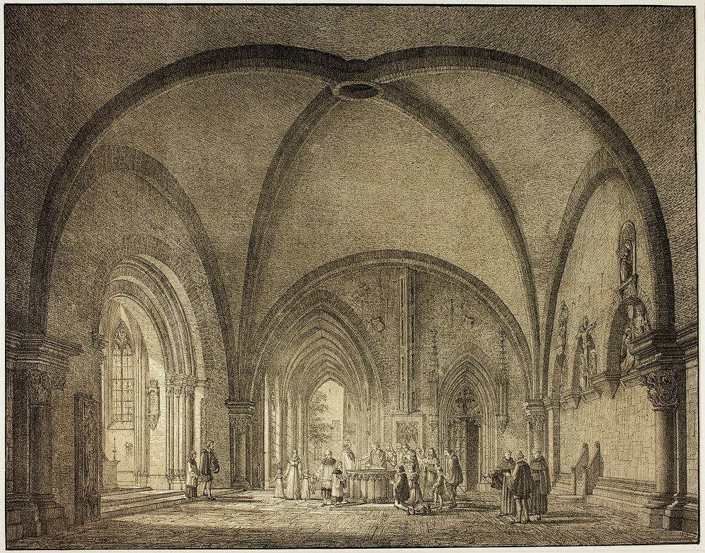 Baptismal Hall and Cloisters in the Cathedral at Mainz, from Collection of Memorable Medieval Buildings in Germany by…