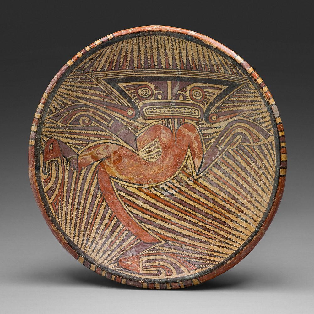 Pedestal Bowl Depicting an Anthropomorphic Saurian Figure by Coclé