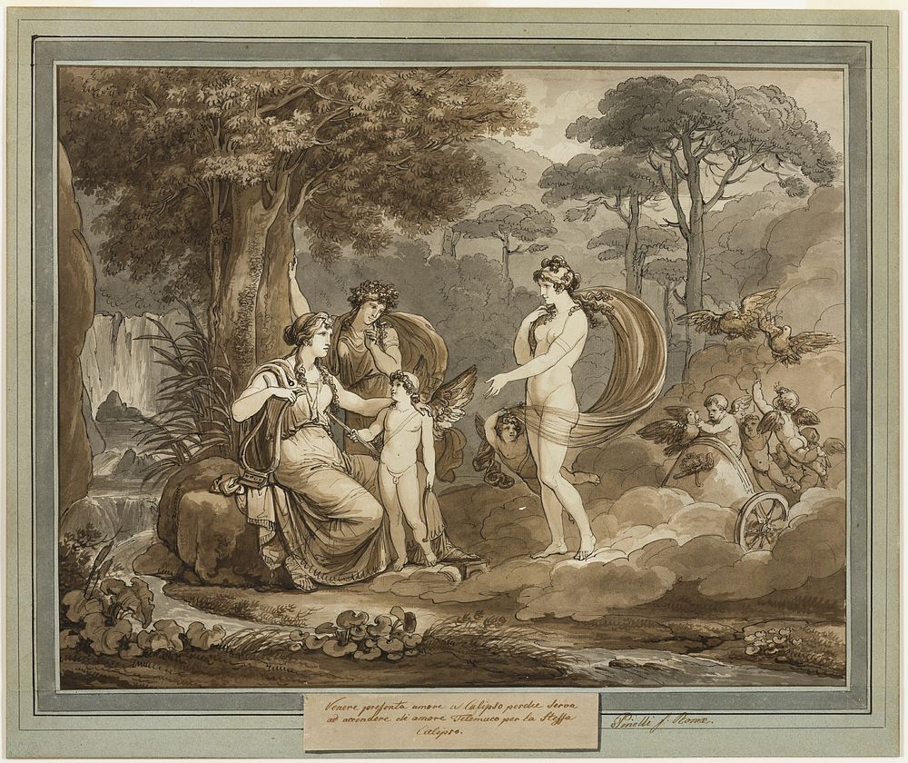 Venus Presents Cupid to  Calypso, from The Adventures of Telemachus, Book 7 by Bartolomeo Pinelli