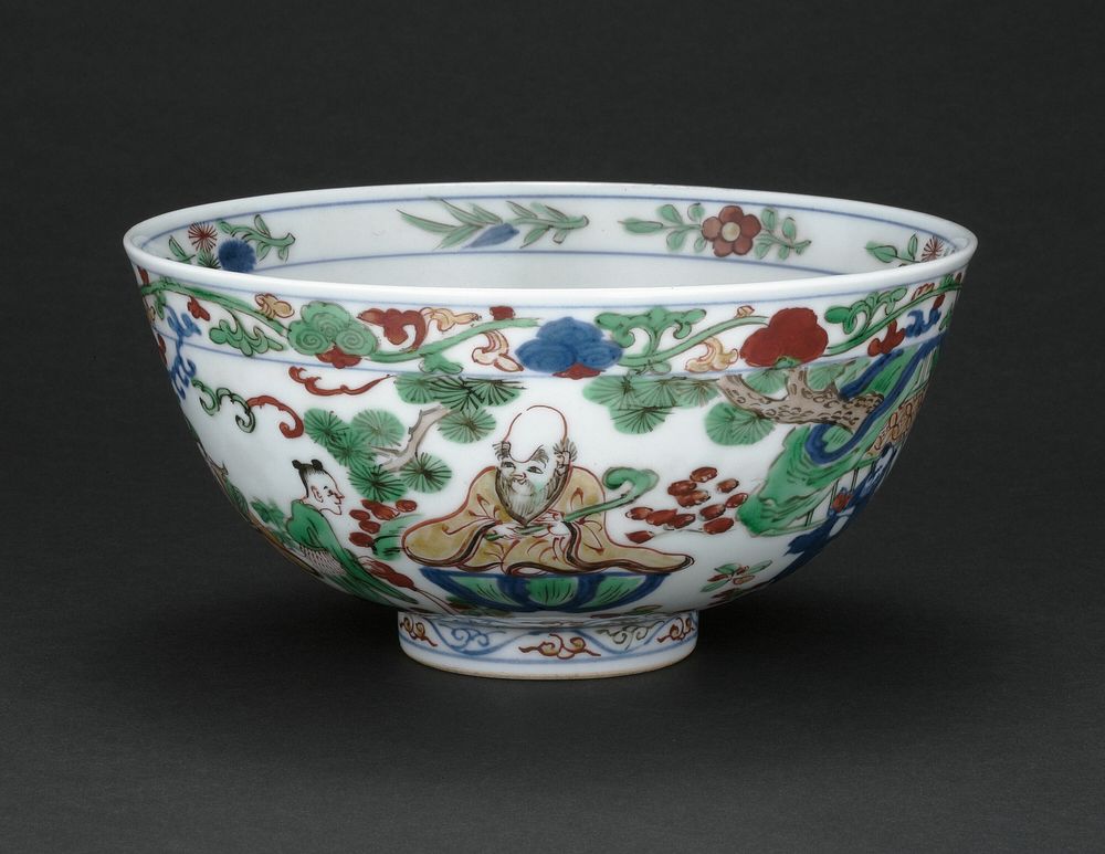 Bowl with God of Longevity (Shoulao) and Eight Daoist Immortals
