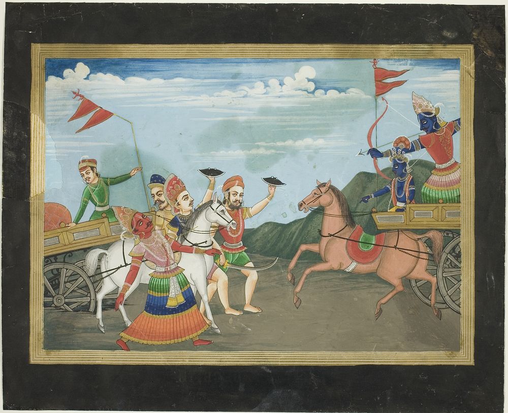 Arjuna Slays Karna, Page from a Mahabharata Series