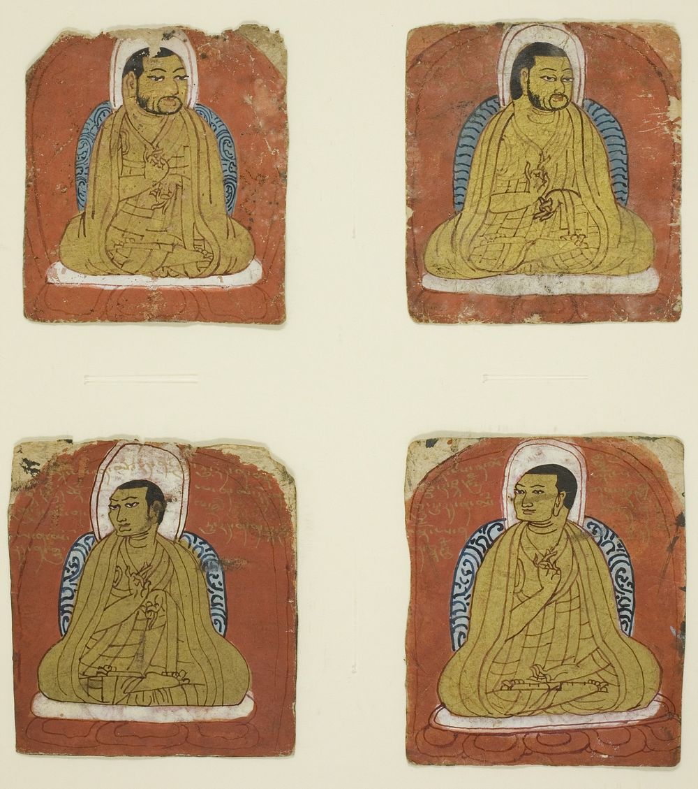Four Miniature inscribed portraits of four Lamas