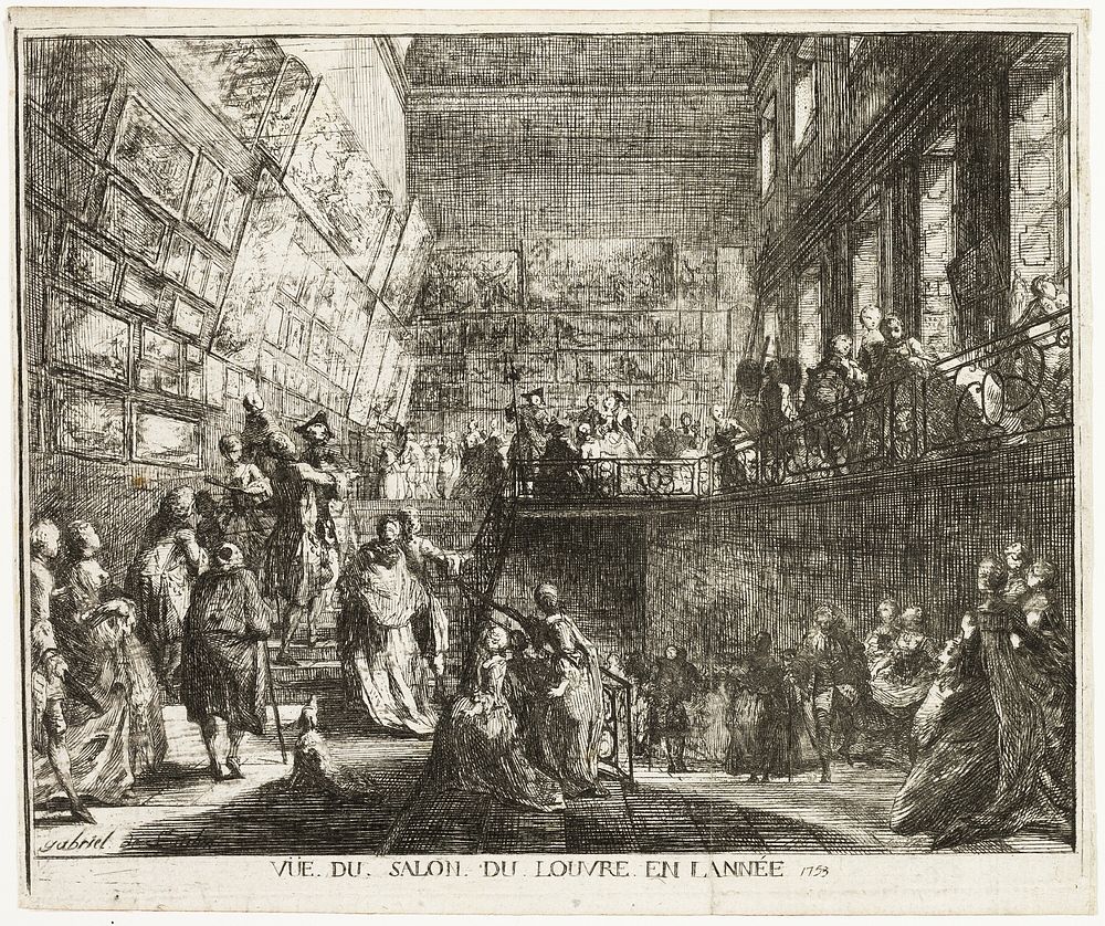 View of the Salon in the Louvre in the Year 1753 by Gabriel Jacques de Saint-Aubin
