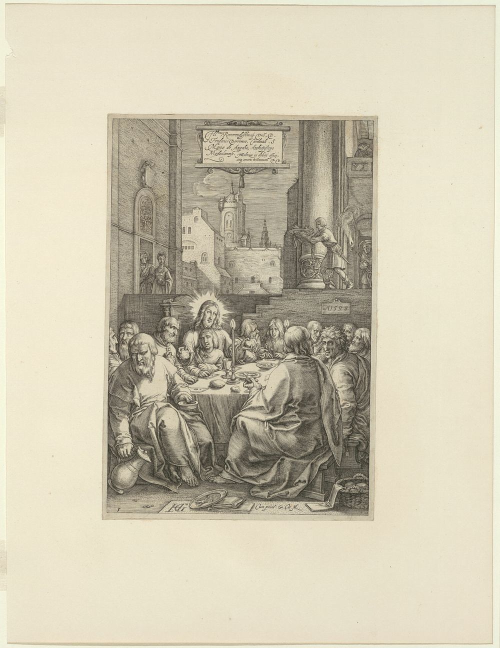 The Last Supper, plate one from The Passion of Christ by Hendrick Goltzius
