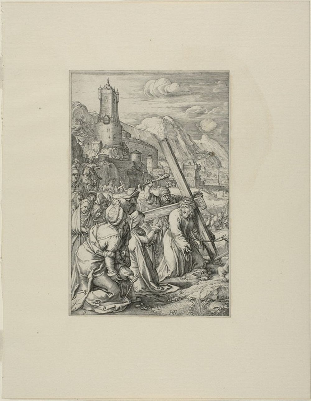 Christ Carrying the Cross, plate nine from the Passion of Christ by Hendrick Goltzius
