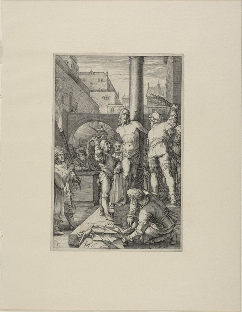 The Flagellation, plate six from The Passion of Christ by Hendrick Goltzius
