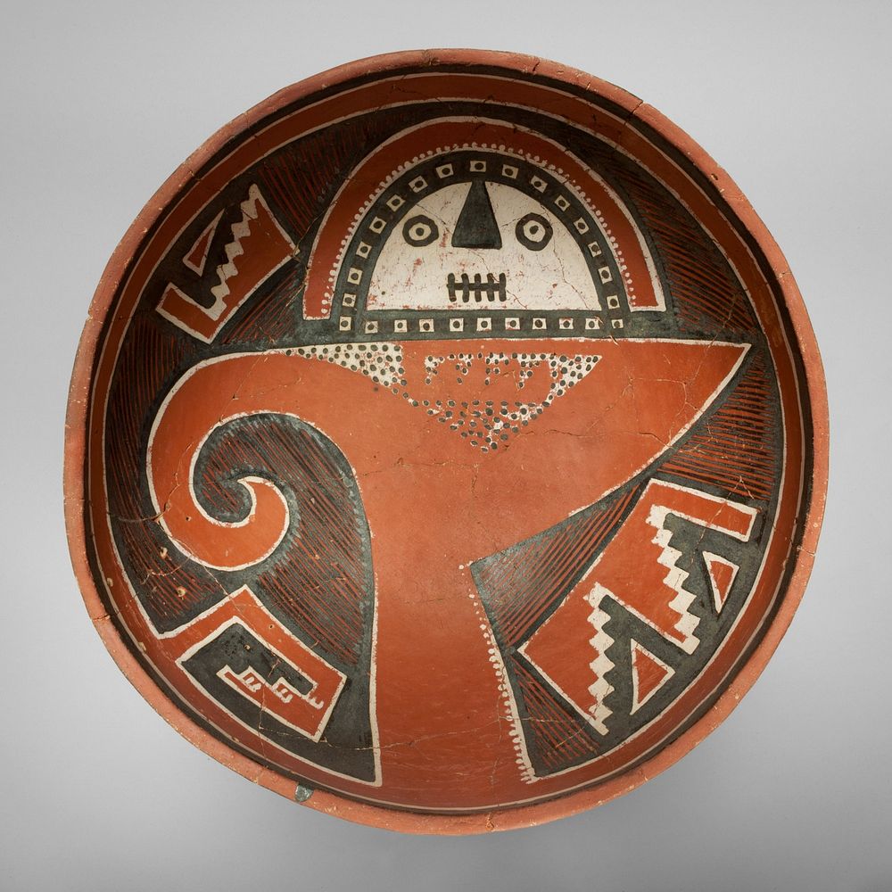 Bowl Depicting a Mask atop a Bighorn-Sheep Head by Cibola