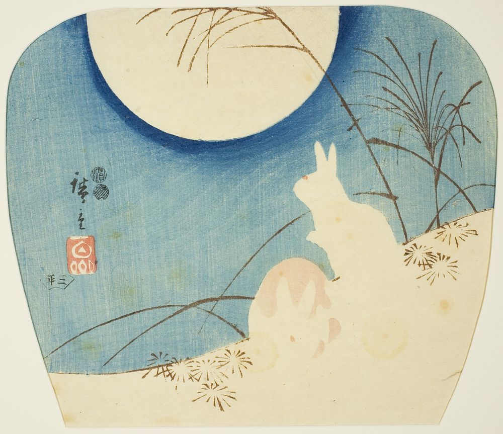 Rabbits in moonlight by Utagawa Hiroshige