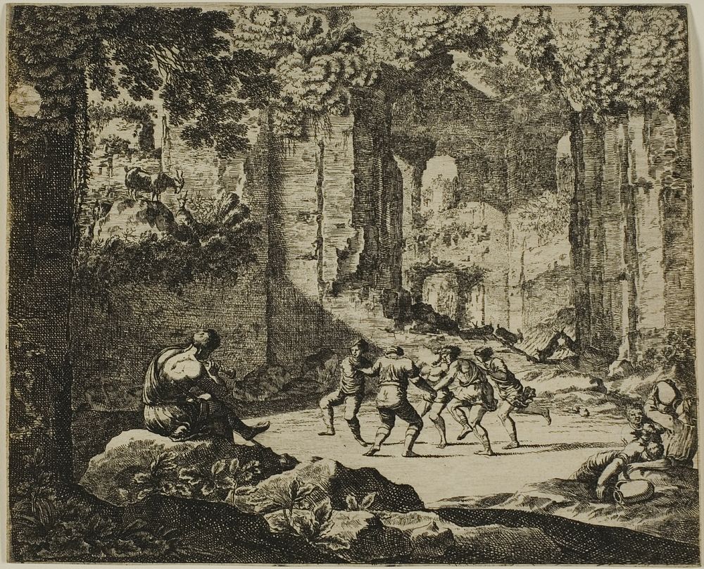 Dance of Shepherds in Antique Ruins by Jean Le Pautre