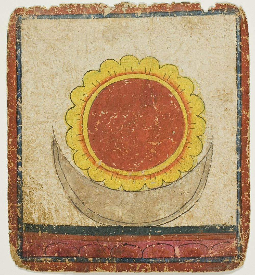 Sun, Moon and Lotus on Lotus Throne, from a Set of Initiation Cards (Tsakali)