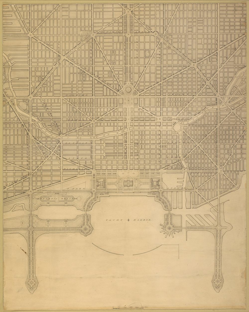 Plate 110 from The Plan of Chicago, 1909: Chicago. Plan of the Complete System of Street Circulation; Railway Stations;…