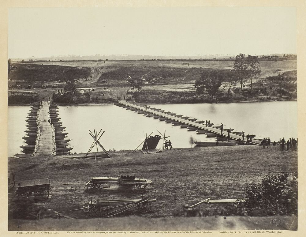 Pontoon Bridge Across the Rappahannock by Timothy O'Sullivan
