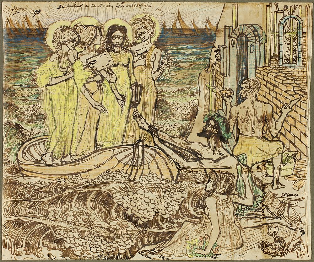 The Arrival of the Muses of Art at Architecture by Jan Toorop