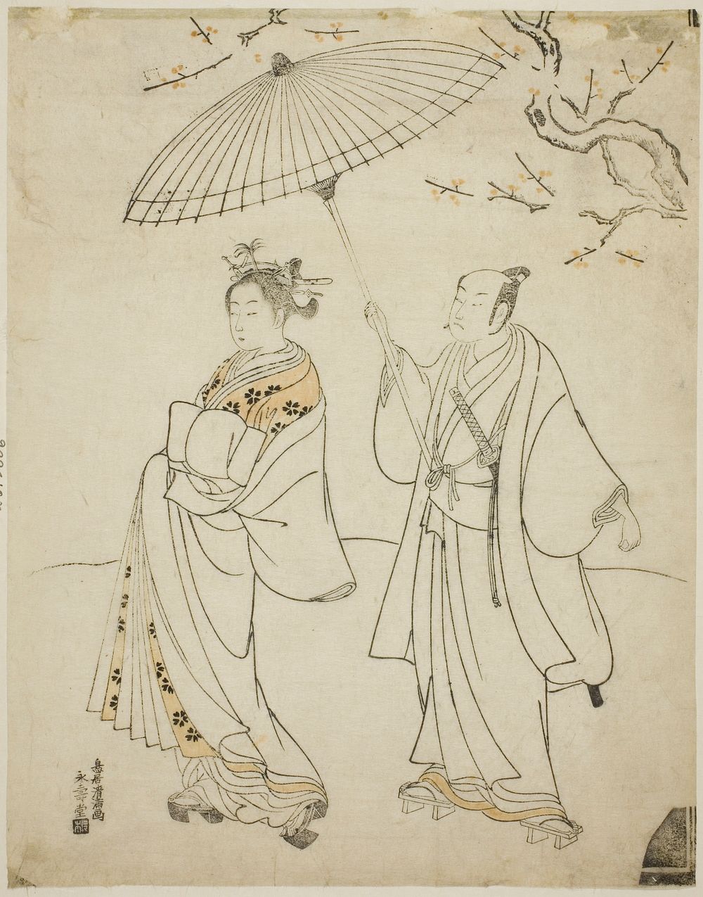 The Actors Ichikawa Komazo I (L) and Nakamura Matsue I (R) by Torii Kiyomitsu I