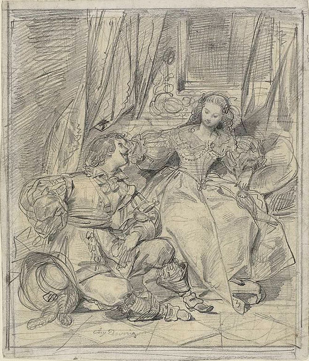 Lady and Cavalier by Eugène François Marie Joseph Devéria
