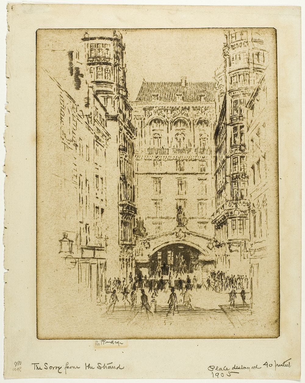 Entrance to the Savoy Hotel by Joseph Pennell