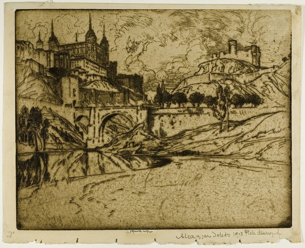 The Alcazar, Toledo by Joseph Pennell