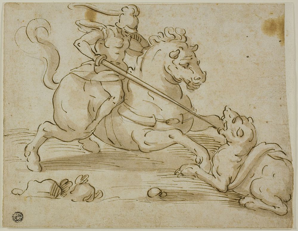 Saint George and the Dragon by Follower of Luca Cambiaso