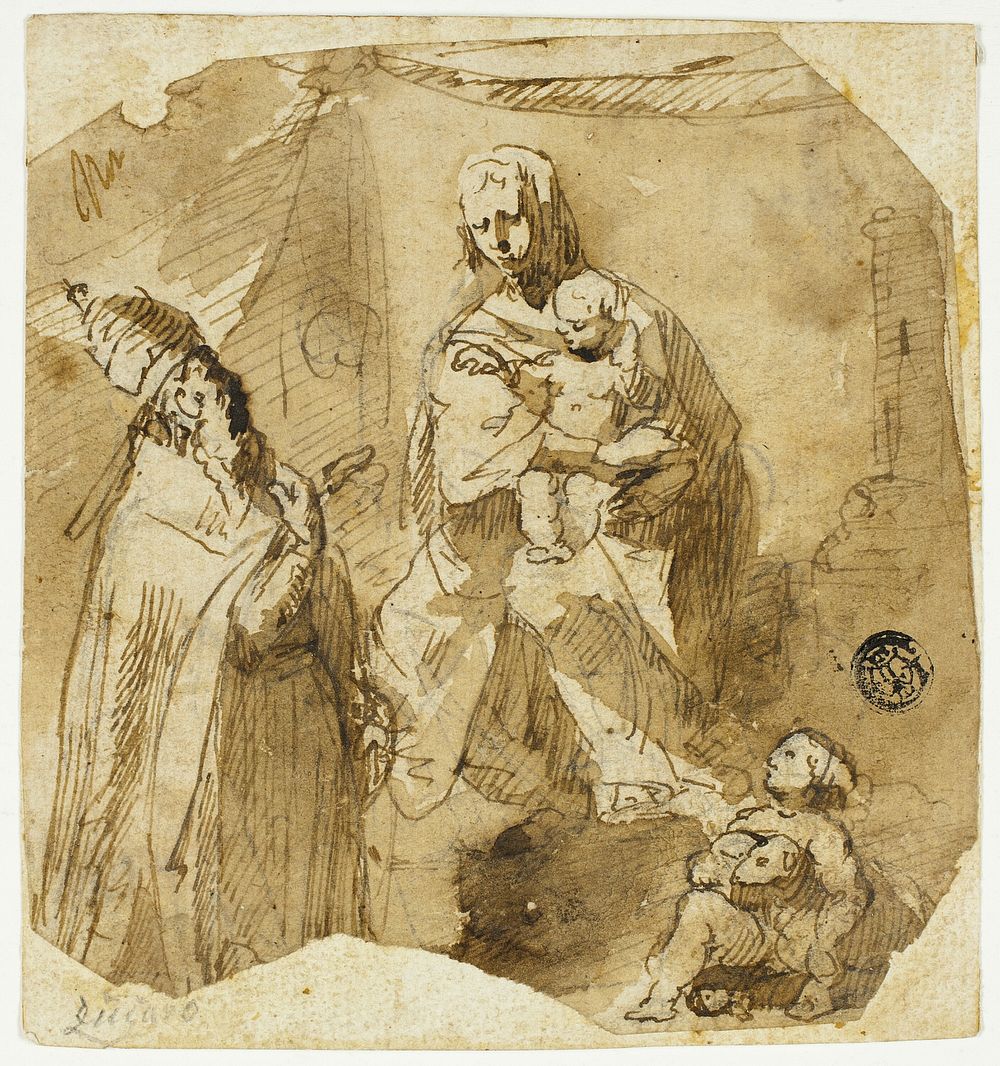 Madonna and Child with Infant John the Baptist and Ecclesiastic Saint by Giuseppe Bernardino Bison