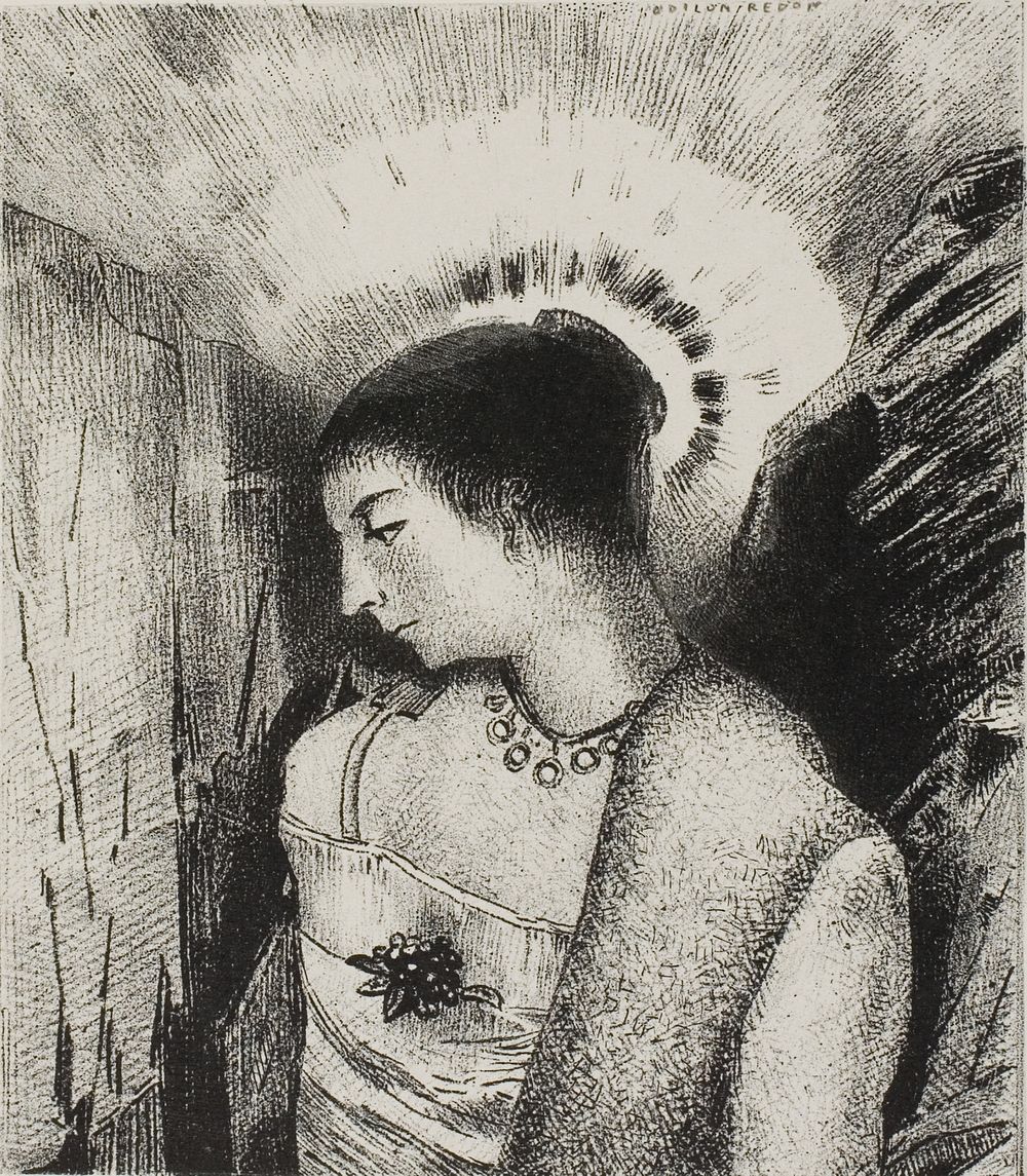Here is the Good Goddess, the Idaean Mother of the Mountains, plate 15 of 24 by Odilon Redon