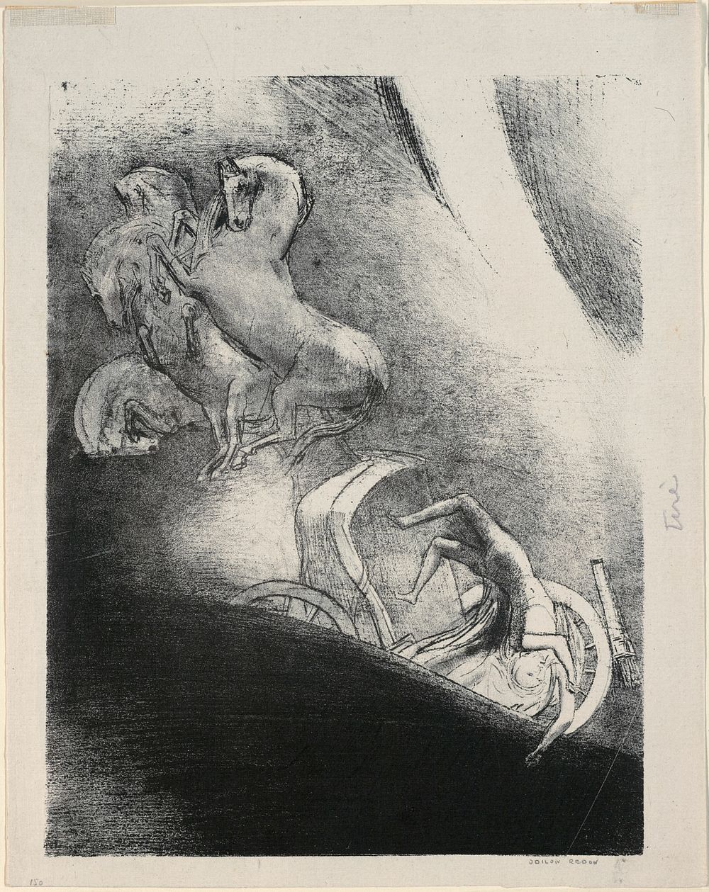 He Falls Head Foremost Into the Abyss, plate 17 of 24 by Odilon Redon