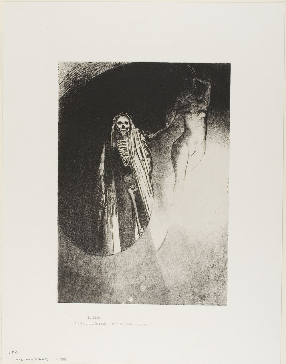 Death: "It is I who make you serious; let us embrace each other", plate 20 of 24 by Odilon Redon