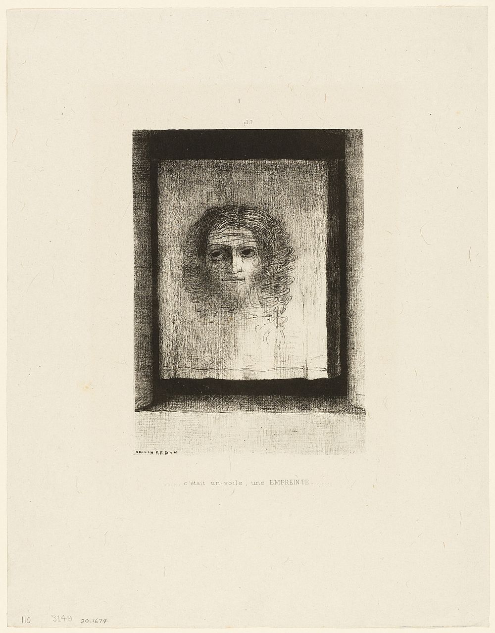 It was a Veil, an Imprint, plate 1 of 6 by Odilon Redon
