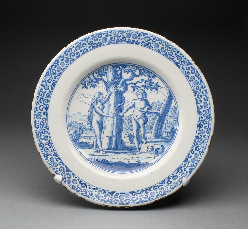 Plate depicting Adam and Eve