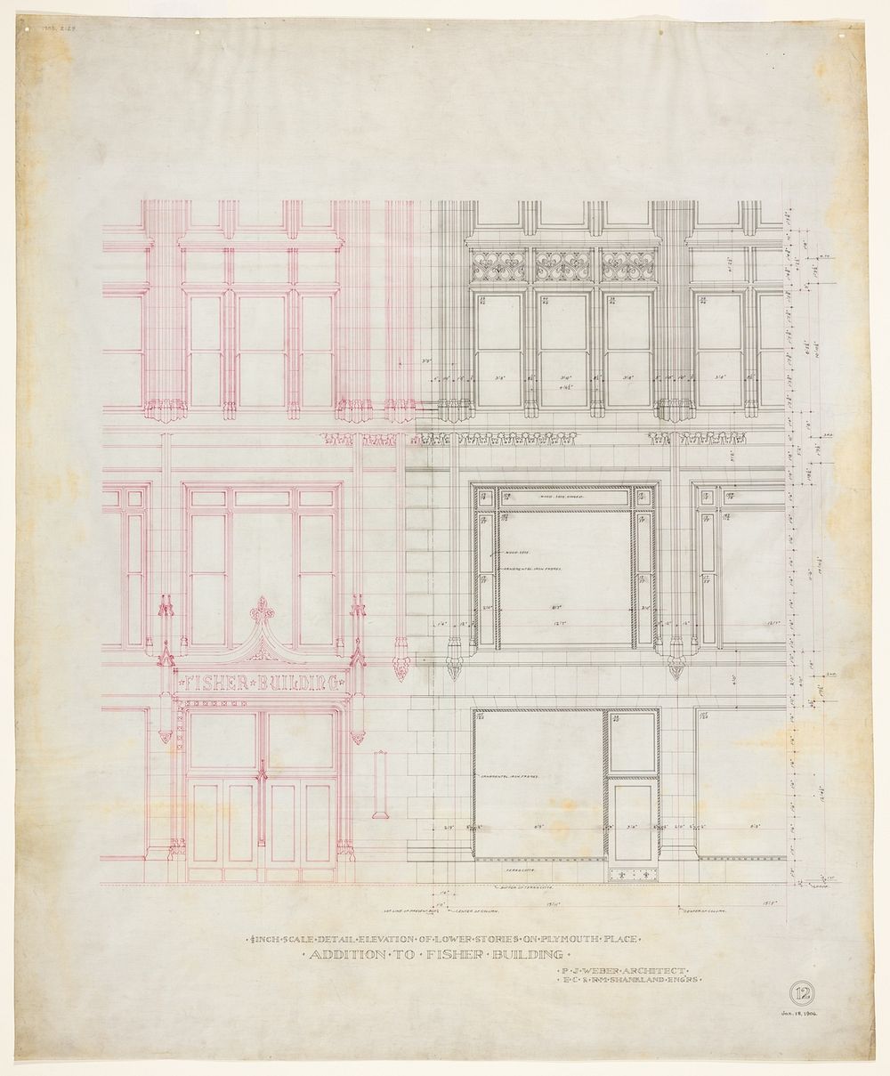 Fisher Building Addition, Chicago, Illinois, Elevation by Peter Joseph Weber