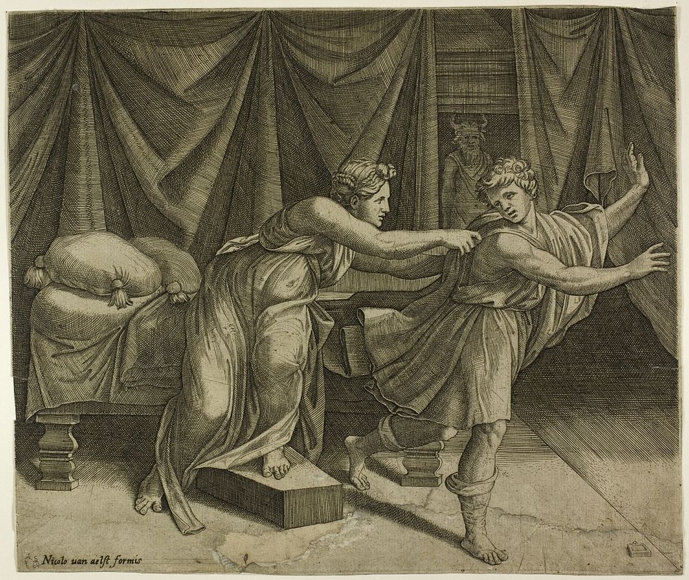 Joseph and Potipher's Wife by Marcantonio Raimondi